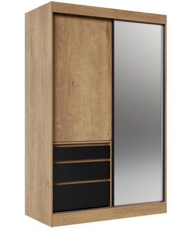 Armoire coulissante 2 portes KEDAR 140 cm avec miroir - Compacte et élégante