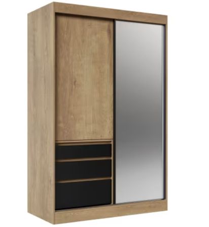 Armoire coulissante 2 portes KEDAR 140 cm avec miroir - Compacte et élégante