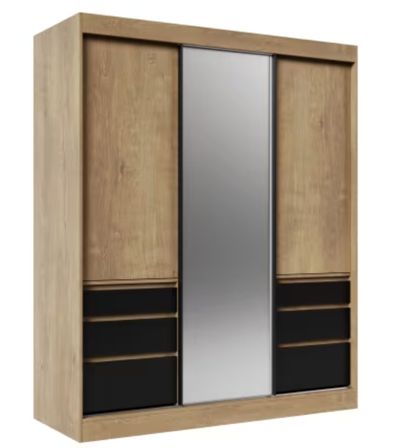 Armoire coulissante 3 portes KEDAR 180 cm avec miroir – Design moderne et rangements intelligents