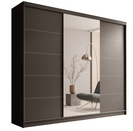 Armoire coulissante 3 portes TENA 250 avec miroir– Design moderne et grande capacité de rangement