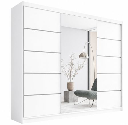 Armoire coulissante 3 portes TENA 250 avec miroir – Design moderne et grande capacité de rangement