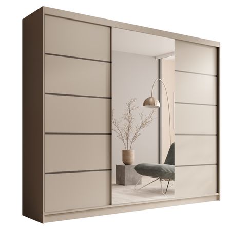 Armoire coulissante 3 portes TENA 250 avec miroir– Design moderne et grande capacité de rangement