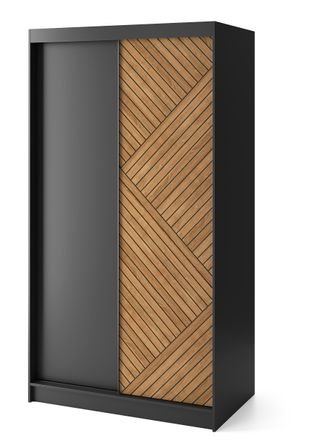 Armoire coulissante SOKAT – Chêne caramel & noir mat