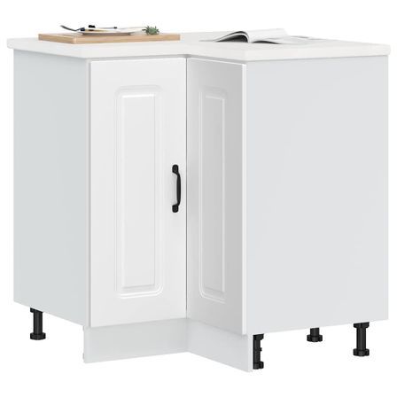 Armoire d'angle de cuisine Kalmar blanc bois d'ingénierie