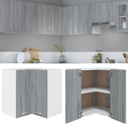 Armoire d'angle suspendue Sonoma gris 57x57x60 cm