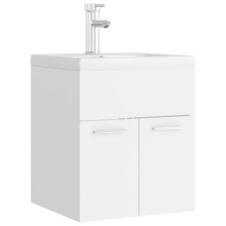 Armoire d'évier avec lavabo intégré Blanc 4