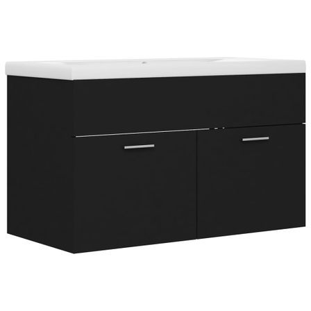 Armoire d'évier avec lavabo intégré Noir 10