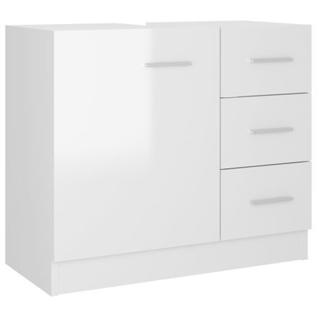 Armoire d'évier Blanc brillant 63x30x54 cm