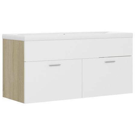 Armoire d'évier et lavabo intégré Blanc/chêne sonoma 9