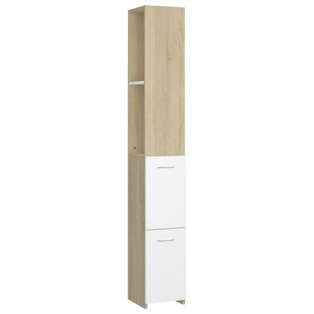 Armoire de bain Blanc et chêne sonoma 25x25x170 cm