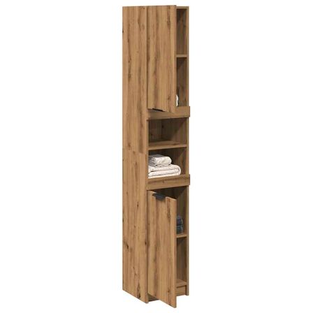 Armoire de bain chêne artisanal 32x34x188,5cm bois d'ingénierie