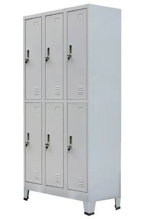 Armoire de bureau 6 portes métal gris Brook