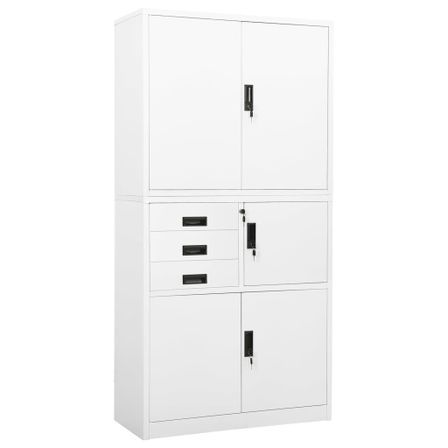 Armoire de bureau Blanc 90x40x180 cm Acier