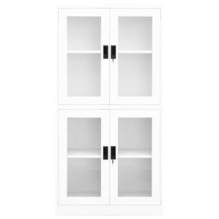 Armoire de bureau Blanc 90x40x180 cm Acier et verre trempé 2
