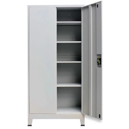 Armoire de bureau en métal gris 2 portes Phil – Rangement sécurisé et fonctionnel