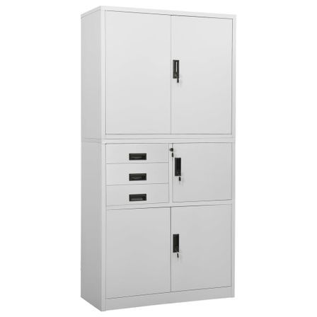 Armoire de bureau Gris clair 90x40x180 cm Acier 3