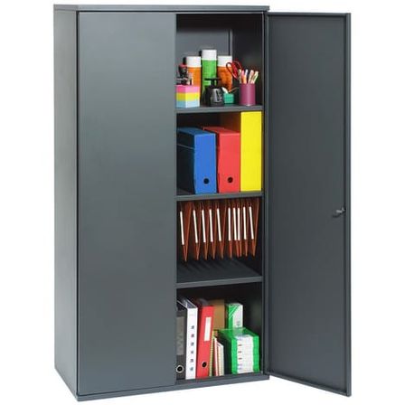 Armoire de bureau métallique anthracite Briko - Avec serrure à clé