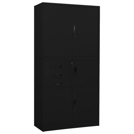 Armoire de bureau Noir 90x40x180 cm Acier 3