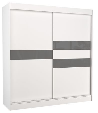 Armoire de chambre à portes coulissantes bois blanc mat et gris laqué Korza - 3 tailles