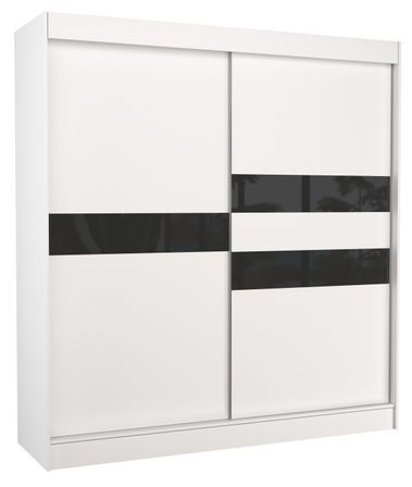 Armoire de chambre à portes coulissantes bois blanc mat et noir laqué Korza - 3 tailles
