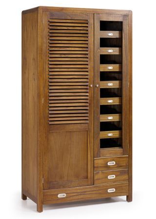 Armoire de chambre en bois massif de Mindy 2 portes 3 tiroirs SOKY