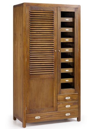 Armoire de chambre en bois massif de Mindy 2 portes 3 tiroirs SOKY