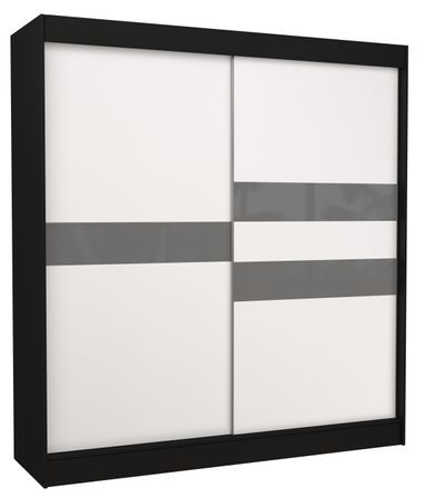 Armoire de chambre noir à portes coulissantes bois blanc mat et gris laqué Korza - 3 tailles