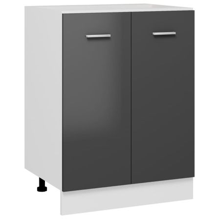 Armoire de cuisine Gris brillant 60x46x81,5 cm 2