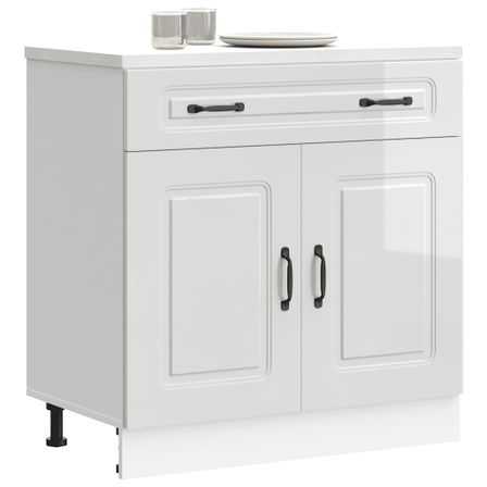Armoire de cuisine Kalmar blanc brillant bois ingénierie