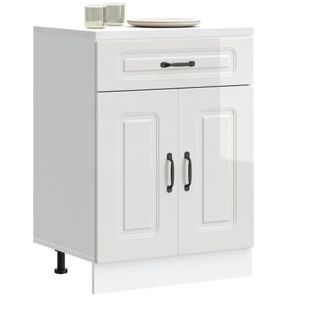 Armoire de cuisine Kalmar blanc brillant bois ingénierie