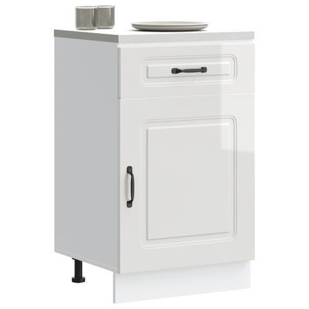 Armoire de cuisine Kalmar blanc brillant bois ingénierie