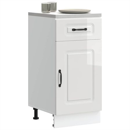 Armoire de cuisine Kalmar blanc brillant bois ingénierie