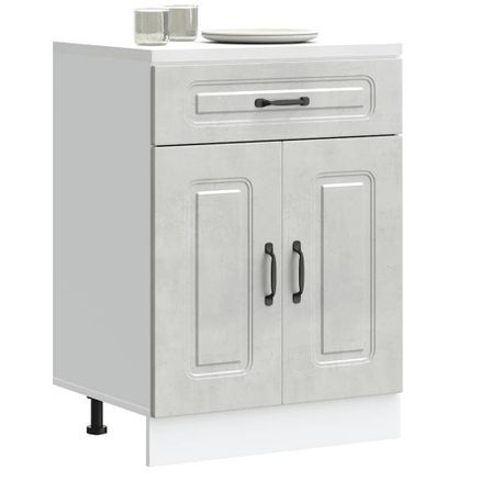 Armoire de cuisine Kalmar gris béton bois d'ingénierie