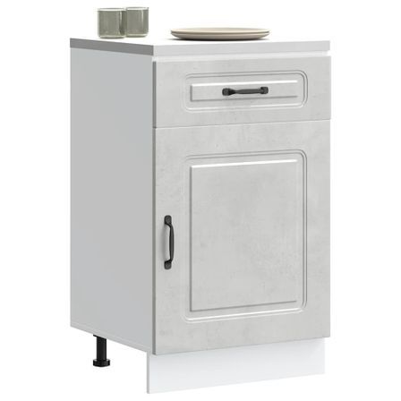 Armoire de cuisine Kalmar gris béton bois d'ingénierie