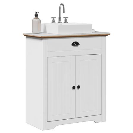 Armoire de lavabo de salle de bain BODO blanc marron 70x35x80cm