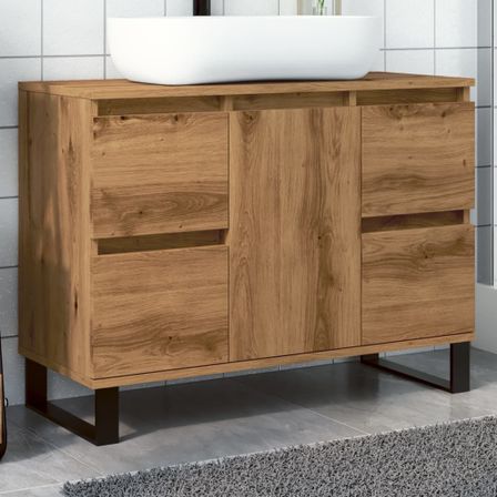 Armoire de lavabo de salle de bain chêne artisanal 65x33x60 cm
