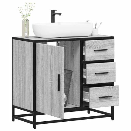 Armoire de lavabo de salle de bain sonoma gris 65x33x60 cm