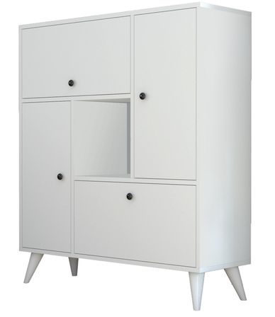 Armoire de rangement 4 portes bois blanc Mixa 105 cm