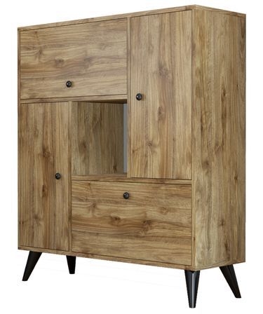 Armoire de rangement 4 portes bois clair Mixa 105 cm