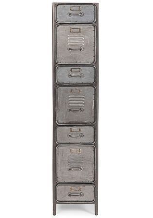 Armoire de rangement 7 casiers vintage acier argenté Zaka 34.5 cm