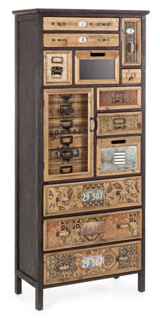 Armoire de rangement bois de pin 12 tiroirs Alane L 66 cm