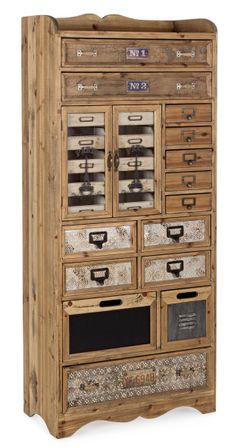 Armoire de rangement bois de pin 14 tiroirs Alane L 66 cm