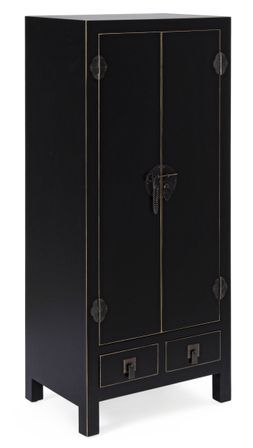 Armoire de rangement bois noir 2 portes 2 tiroirs Peno L 50 cm