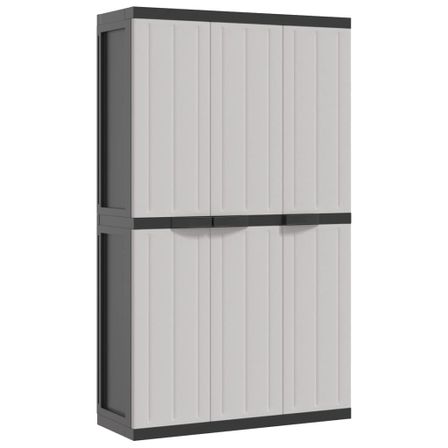 Armoire de rangement d'extérieur gris et noir 97x37x165 cm PP