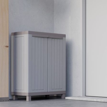 Armoire de rangement et 2 portes 68x39x91,5 cm Gris clair/beige