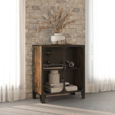 Armoire de rangement Marron rustique 72x36x82 cm Métal et MDF 2