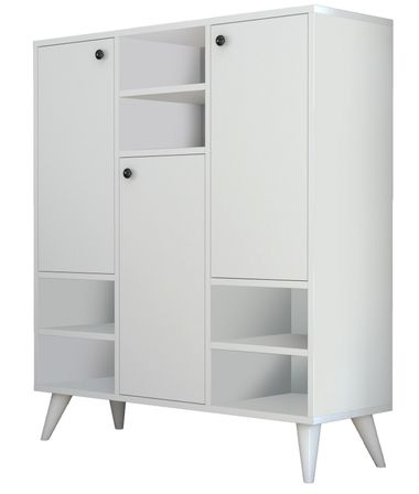 Armoire de rangement polyvalente blanche 3 portes 3 niches Pratika 105 cm