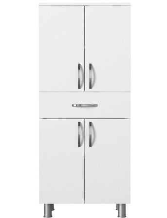 Armoire de salle de bain 4 portes 1 tiroir bois blanc 59.4 cm