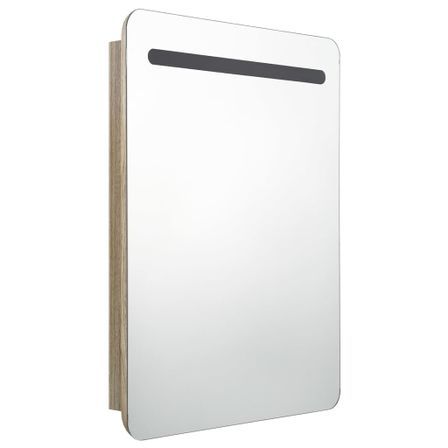 Armoire de salle de bain à miroir LED Chêne 60x11x80 cm