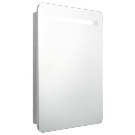 Armoire de salle de bain à miroir LED Gris béton 60x11x80 cm